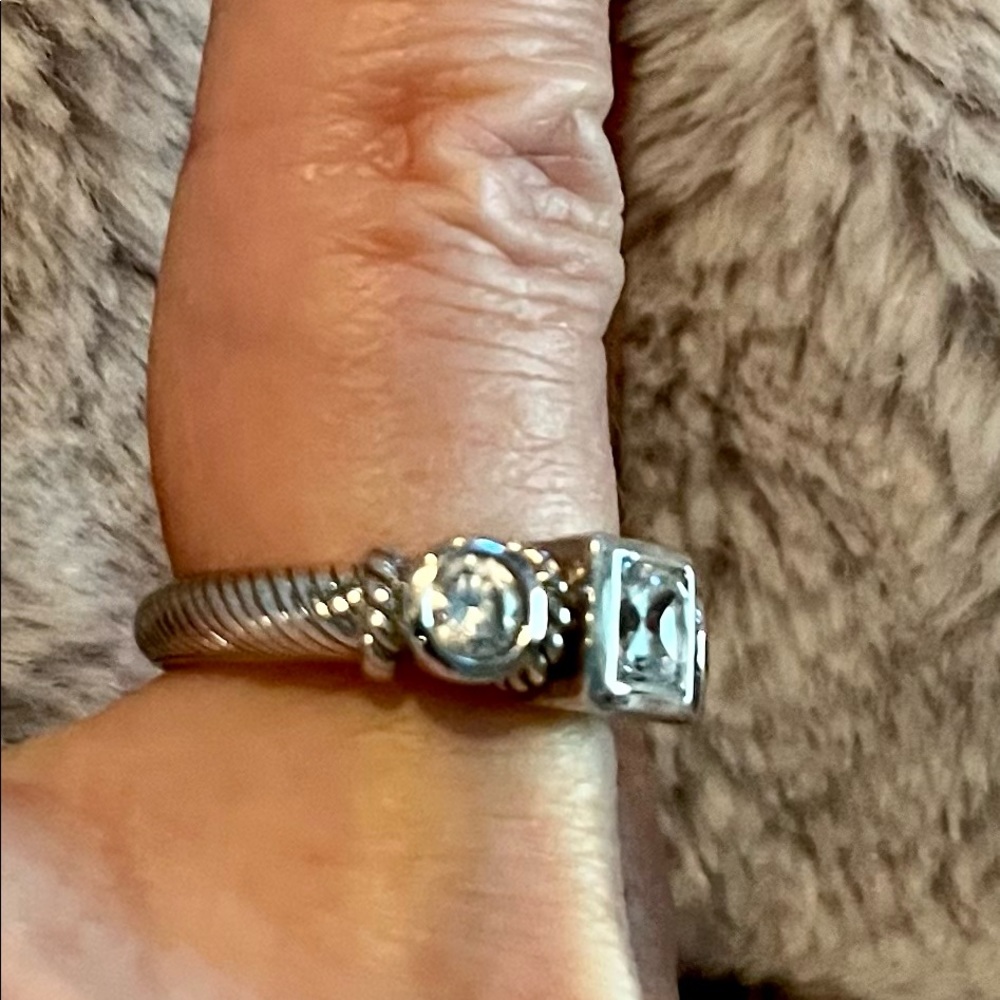 Judith Ripka Silver Ring with Clear Square and Round Stones - Picture 3 of 6